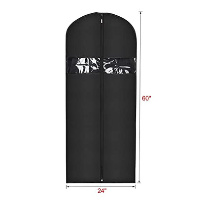 Univivi Garment Bag Suit Bags for Closet Storage, Black, 60 Inch, Set of 8 | Travel Bag with Zipper and Visible Transparent Window, Oxford Fabrics, Foldable Washable Suit Cover for Jacket, Suits, Coats - size: 24"X60"-8pcs - Oxford