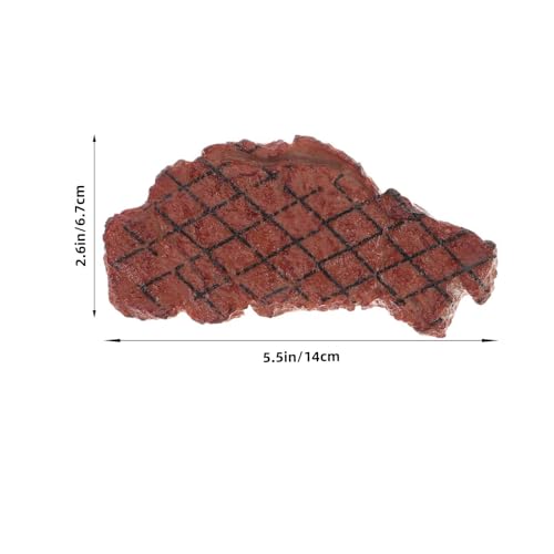 Fake Steak Toy 2pcs Simulation Artificial Meat Props Brown Plastic Steak Models 5.51 X 2.63 X 0.59 in for Pretend Play Photography Home Decor Display