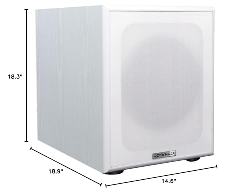 Rockville Rock Shaker 8" 400W Powered Subwoofer, Deep Bass, Class-D Amp, RCA Inputs, MDF Enclosure, White Finish, for Home Theater & Studio | 400W Peak, 200W RMS, RCA and High-Level Input/Output, Phase and Crossover Controls, Rear-Ported MDF Enclosure, Cl