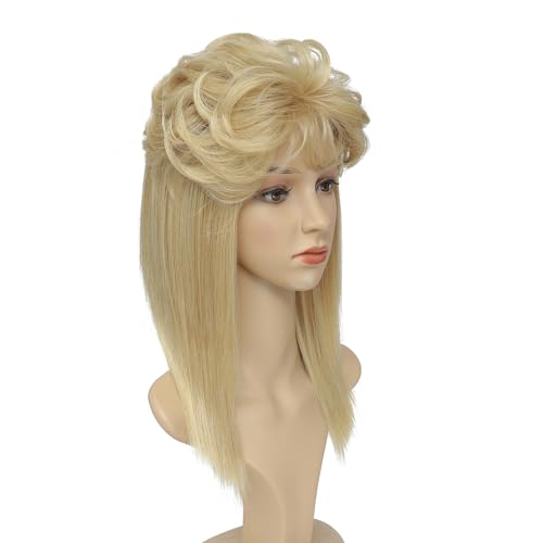 Adequate Women's Mullet Wig 80s 90s Costumes Fancy Party wig Joe Dirt Emo Halloween Cosplay Wigs (light blonde) - color: B-Light Blonde