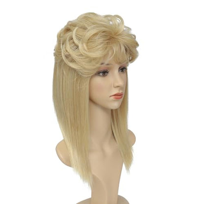 Adequate Women's Mullet Wig 80s 90s Costumes Fancy Party wig Joe Dirt Emo Halloween Cosplay Wigs (light blonde) - color: B-Light Blonde
