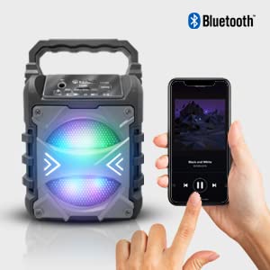 Top Tech Jet-4 Bluetooth Speaker, 400W, 4" Woofer, Rich Bass, 6hr Playtime, Disco Lights, Karaoke Mode, TWS, 100ft Range, USB, TF, Mic Input, Portable Speaker (Grey) - color: Grey