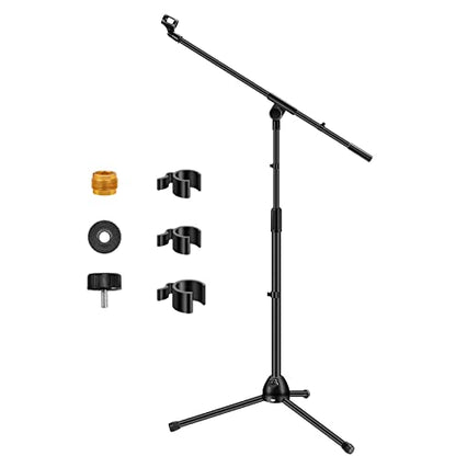 InnoGear Mic Stand Boom Arm Detachable Microphone Stand Floor for Blue Yeti | Tripod Base, Boom Arm, Height Adjustable, Work with Wireless Mics, Heavy Duty, Stable on Carpet, Portable, Floor, For Singing