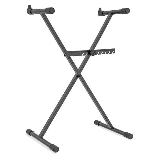 GLEAM Keyboard Stand - Digital Piano Stand, Single X Style, Black (Capacity: 100 lb)