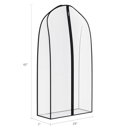 Zilink Suit Bags for Closet Storage Dust Covers for Hanging Clothes 43 in | 7 in Gussted, Wrinkle Free, Breathable, Garment Bags for Hanging Clothes for Silky Suit, Leather Clothing, Fur Coat, Dress - size: 43"-2pcs