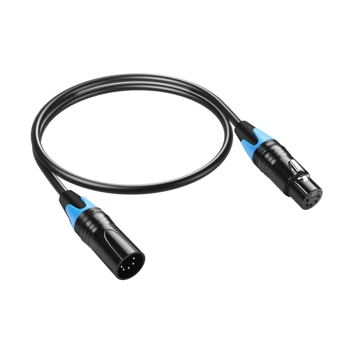 GINTOOYUN DMX Cable 5 Pin Signal XLR Male to Female Wire DMX512 XLR Male to Female Stage Light Signal Cable with Metal Connectors, Connection for Stage & DJ Lighting fixtures(0.5M)