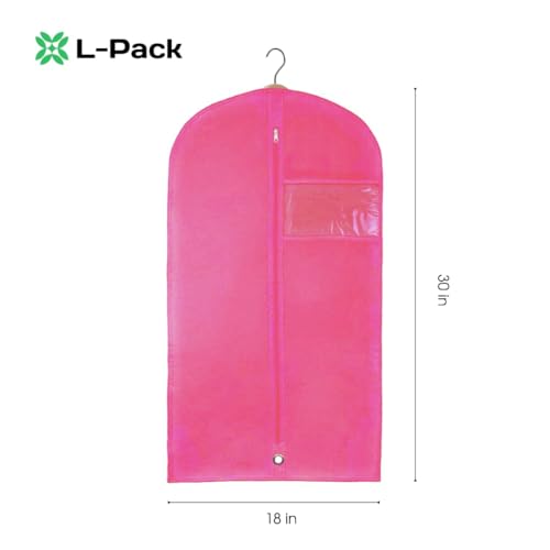 Kids Garment Bag with Clear Window, Hanging Clothes Storage Cover for Dresses, Suits & Dance Costumes, Breathable Travel Bag for Baby Toddler Child, 30" x 18", Pink, Pack of 1 - color: Pink