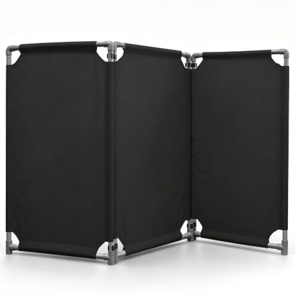 RELIANCER 3-Panel Safety Barricade,5.8FT Foldable Security Sign Barrier Gate,Safety Warning Barricade Fence,Traffic Barricades,Outdoor Crowd Control Barriers,Hazardous Area Driveway Isolation Gate - color: Black