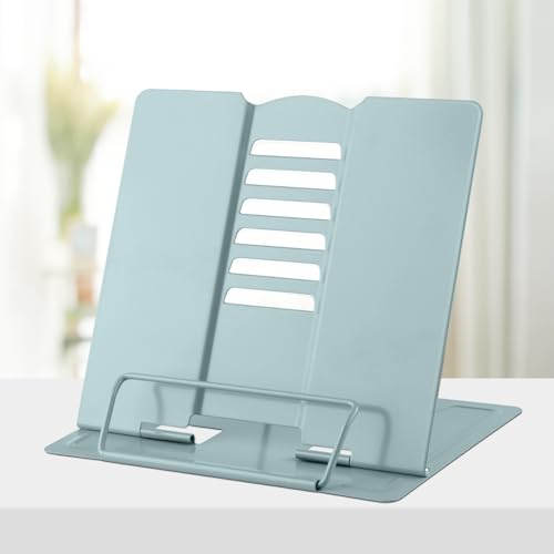 Honagu Metal Desk Book Holder, Hands Free Adjustable Cookbook & Document Holder, Portable Bookstand for Music Books, Textbooks, Recipes, Tablets & iPads (Olive Green) - color: Olive Green