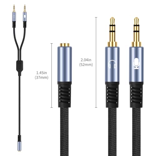 3.3FT 3.5mm Headphone Splitter, 1/8 inches Female to Dual Male Audio Splitter Cable, Stereo Jack Earphones Headset to PC Laptop Adapter, 2-in-1 Y Separator Aux Dongle Converters, for computer - size: 3.3FT, style: 1/8" TRS Stereo Female to Dual Male