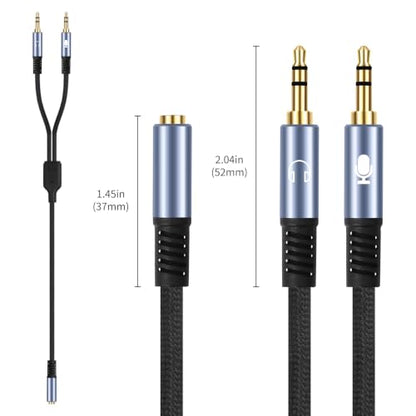 3.3FT 3.5mm Headphone Splitter, 1/8 inches Female to Dual Male Audio Splitter Cable, Stereo Jack Earphones Headset to PC Laptop Adapter, 2-in-1 Y Separator Aux Dongle Converters, for computer - size: 3.3FT, style: 1/8" TRS Stereo Female to Dual Male
