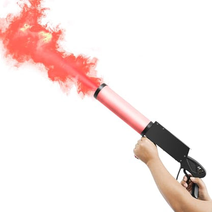 CO2 Handheld Smoke Machine, Fog Gun with RGB LED Lights & 3m Hose, 5-6Mpa High-Pressure Portable Smoke Cannon for Halloween, DJ Parties, Weddings, Stage Effects