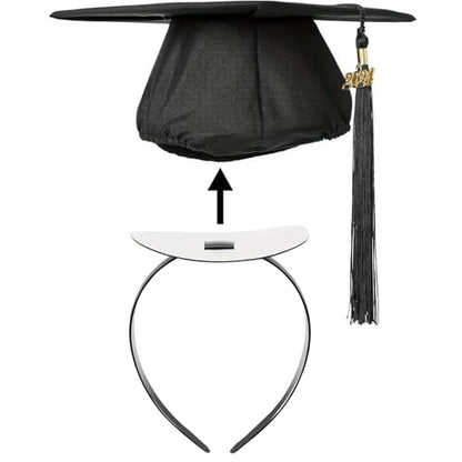 Graduation Cap Headband, 1PCS Black Circle Firm Anti-fall Hair Band for Graduation Hat, Graduation Gifts Hat Accessories for Graduates, Students, Women (Grad Cap Not Included) - color: Style 2