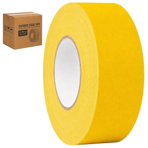 GGR Supplies CGT-80 Gaffers Stage Tape, Yellow, 2 in x 60 yd, 24-Pack | 12 Mil Low-Gloss Cloth, Clean Removal from Most Surfaces, Water and Abrasion Resistant, Cable Management, Film, Photography - color: Yellow, size: 2 in. (Pack of 24)