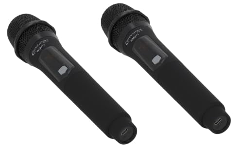 Technical Pro WMU72 Rechargeable Dual Wireless Microphones with USB-Powered Receiver, 2.4 GHz, 150 ft Range, Dynamic Cardioid Pickup, 1/4 in to 3.5 mm Adapter, for PA, DJ and Computers