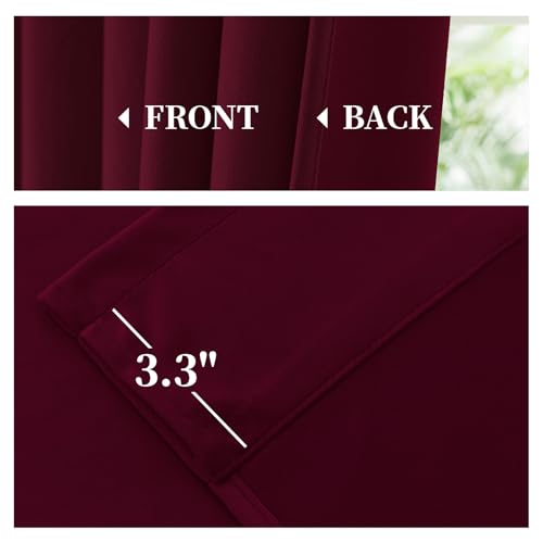 Yakamok Wine Red Room Darkening Velvet Curtains 84 Inch Long Living Room | Luxury soft velvet, 2 panels 52x84 inch,bedroom study, window drapes rod pocket,light blocking,Thermal Insulated - color: Wine Red, size: 52"W x 84"L (Pack of 2)