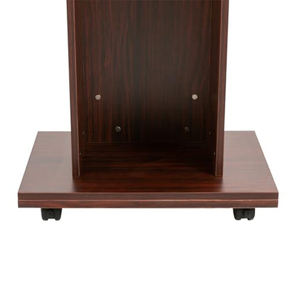43.3 Inches Pulpit with Wooden Heavy Base, 3-Tier Movable Church Pulpit Portable Podium Stand for Lectern eith 4 360° Swivel Wheels in Conference Rooms, Schools, Classrooms, Meeting Halls - color: Brown(22*15.3*43.3in)