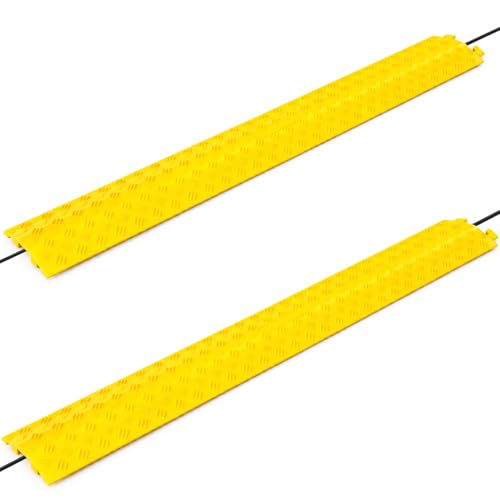 2 Pack Yellow Drop Over Cable Cover Ramp 40 x 5.3 x 0.9 Inch, Heavy Duty Cable Hose Protector Ramp with 1 Channel, High Load Capacity for Indoor Use, Office, Warehouse & Event Areas - color: Yellow-Small