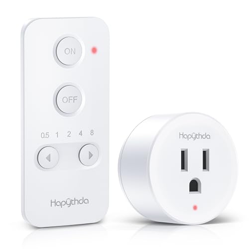 Remote Control Outlet with Timer, Wireless Remote Light Switch, Remote Outlet, 500ft Range Timer Outlet Plug, 15A/1500W Remote Plug in On/Off Switch, for Lamps, Fans, Appliances