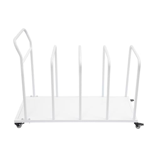 Carton Cart Stand, Carton Storage Rack with Caster Wheels & 4 Removable Divider Posts, Heavy Duty Cardboard Organizer Metal Cardboard Box Stand for Studio Supermarket Garage Warehouse Shop (White)