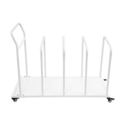 Carton Cart Stand, Carton Storage Rack with Caster Wheels & 4 Removable Divider Posts, Heavy Duty Cardboard Organizer Metal Cardboard Box Stand for Studio Supermarket Garage Warehouse Shop (White)