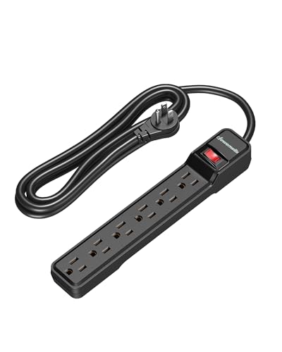 DEWENWILS 6-Outlet Power Strip Surge Protector with 10 Foot Long Extension Cord, Low Profile Flat Plug, 15 Amp Circuit Breaker, 500 Joules, Wall Mount, UL Listed, Black - style: 10ft