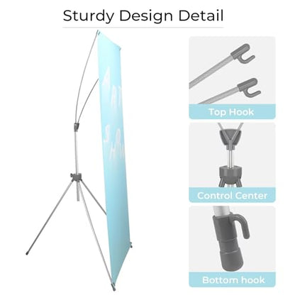 YDisplay X Banner Stand Adjustable Fit Banner Size from 23"X63" to 32"X78" Portable Oxford Bag for Trade Show Exhibition Market,1 Pack