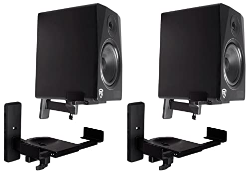 Rockville RHSB8 Universal Wall Mount Speaker Brackets (Pair), Adjustable 5.5-12 Inch Width, 180-Degree Swivel, 10-Degree Tilt, Heavy-Duty Steel, for Home Theater and Studio Speakers