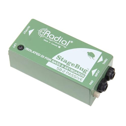 Radial StageBug SB-2 1-Channel Passive Instrument Direct Box (Pair) with 2x XLR Cables, 2x 1/4" Instrument Cables and Polishing Cloth