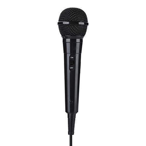 Wired Microphone with Cord, Portable Handheld Moving Coil Dynamic Clear Voice for Karaoke Black Mic Singing Speech Wedding Stage (Black)