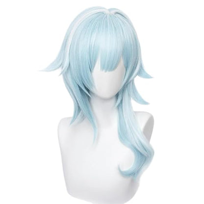 Eula Wig for Women Blue Gradient Shoulder-length Heat Resistan Synthetic Hairs for Unisex Adult Halloween Cos Anime Captain of the Reconnaissance Company Wigs - color: Blue Shoulder-length