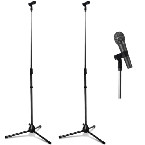 Xuhal 2 Pack Microphone Tripod Stand,Mic Slot | Adjustable Height Speech Universal Floor Standing for Singing Live Stream Stage, Total Height 60" - style: Mic Slot