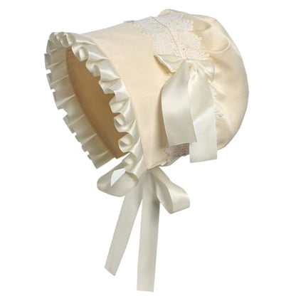 Women's Mob Cap Victorian Housemaid Bonnet Pilgrim Hat Colonial Costume Accessory - color: Cream