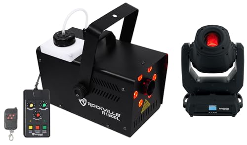 Audiosavings Bundle: Chauvet DJ Intimidator Spot 375ZX 200w Compact LED DMX Moving Head Light 375ZX Bundle with Rockville R1200L Fog/Smoke Machine w LED Lights/Strobe, 7 Channel DMX+2 Remote (2 Items)