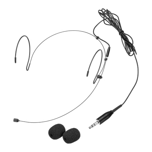 MECCANIXITY Ear Hook Headset Microphone, Double Over Ear Set Hanging Omnidirectional Wired Audio Condenser Microphone Headset with Standard 3.5mm TRS Plug 3.9ft Cable, Black - color: Black, style: Standard 3.5mm TRS Plug