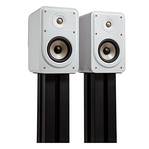 Polk Signature Elite ES15 Surround Sound Speakers - Hi-Res Audio Certified, Dolby Atmos & DTS Compatible, 1" Tweeter & 4" Woofer, Power Port Technology for Bass (Pair, Elegant White) | Hi-Res Audio Certified, Dolby Atmos & DTS:X Compatible, 1" Tweeter & 5
