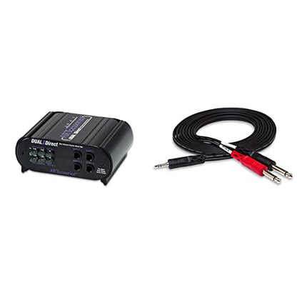 ART DualZDirect Dual Professional Passive Direct Box & Hosa CMP-153 3.5 mm TRS to Dual 1/4" TS Stereo Breakout Cable, 3 Feet