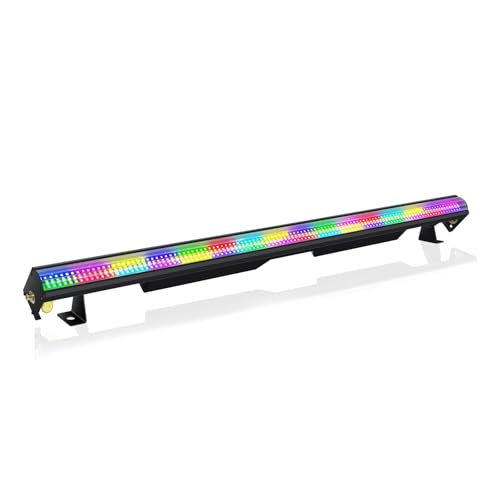 Stage Strobe Lights Bar,240W 448 LED RGBWA 5IN1 Stage Wash&Strobe DJ Light Bar DMX RDM Sound Activated 224 RGB Zones&224 Amber&White Chasing Effects for Stage Parties DJ Club Disco Wedding