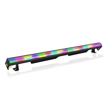 Stage Strobe Lights Bar,240W 448 LED RGBWA 5IN1 Stage Wash&Strobe DJ Light Bar DMX RDM Sound Activated 224 RGB Zones&224 Amber&White Chasing Effects for Stage Parties DJ Club Disco Wedding