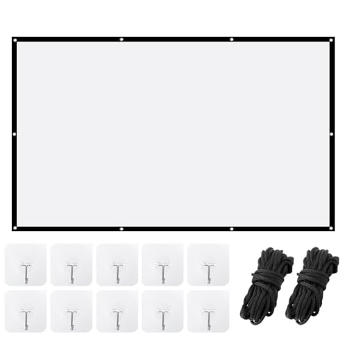 Projector Screen, White Projector Screen, 16:9 No Crease Home Theater Foldable Projection Screen 60"|72"|84"|100"|120"|150" (100 inch Thickened) - size: 100 inch Thickened