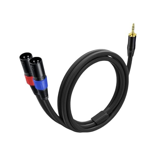 2 Pack 3.5mm TRS to 2 XLR Cable, 3.3 Foot, Unbalanced 1/8 TRS Male to Dual XLR Male, Y Splitter to Dual XLR Breakout Cable, Pure Copper and Plated Connectors for Smartphone - size: 3.3 foot, style: 3.5mm TRS to XLR male, 2 Pack