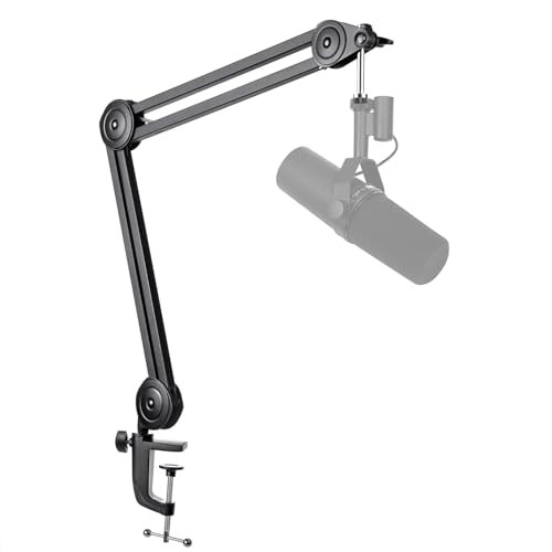 FIFINE BM63 Heavy Duty Suspension Scissor Microphone Boom Arm for Podcast | Adjustable Mic Arm Stand, Desk Mount, C-clamp, 5/8" Screw, Cable Ties, for Recording Gaming Streaming - color: Black