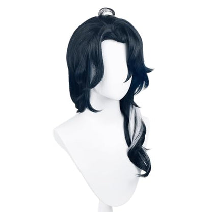 Black Highlight White Curly Regrator Cosplay Wig Heat Resistan Synthetic Fiber Hairs for Uniex Adult Halloween Christmas Cos Party Replacement Wigs - color: Black Highlight White Curly