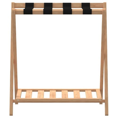 Bamboo Luggage Rack with Lower Shoe Shelf, Foldable Suitcase Stand for Bedroom, Guest Room, Hotel, Brown, 26.8 x 15 x 22.8 Inches - color: Brown