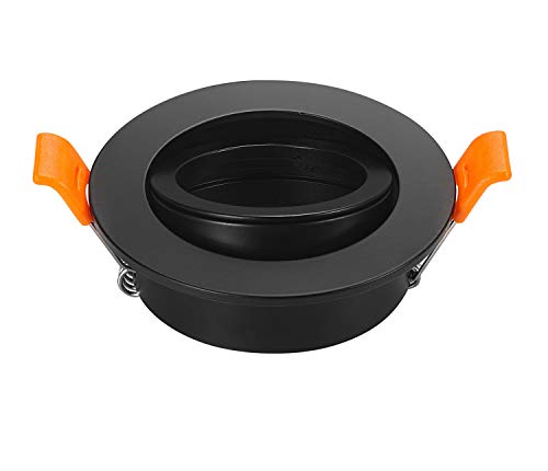 Pack of 2 Black LED Downlights Frame Round Fixture Holders Adjustable Cutout 65mm for MR16 GU10 Bulb(Black) - color: Black