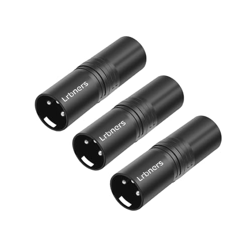 XLR Male to Male Audio Adapter, Black Shell Secure Locking Coupling Connector, 3-Pin Lossless Signal Transmission, Durable XLR Extender for Studio & Stage Equipment Cable Adapter 3-Pack
