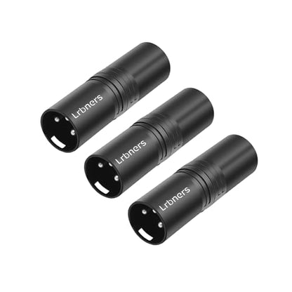 XLR Male to Male Audio Adapter, Black Shell Secure Locking Coupling Connector, 3-Pin Lossless Signal Transmission, Durable XLR Extender for Studio & Stage Equipment Cable Adapter 3-Pack