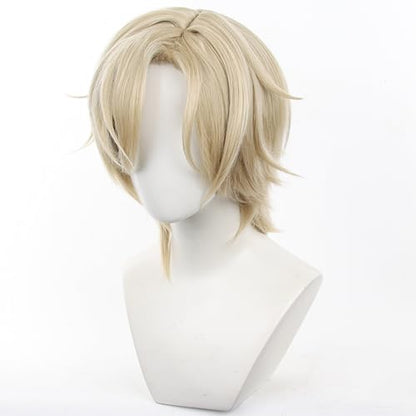 Halloween Blonde Cosplay Wigs HSR Costume Side Bangs Layered Haircut for Men Game COS Saiga Fox Christmas,Comic con,Game Show,Party | Light Blonde Wolf Tail Man Style Side Bangs Layered Haircut Heat Resistant Fiber Comic con,Game Show - color: Blonde
