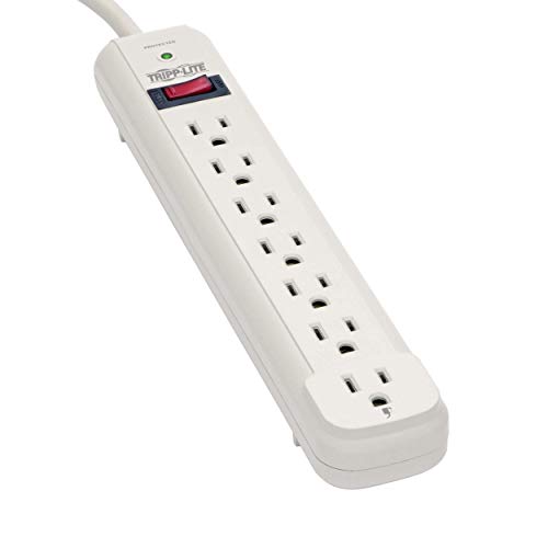 Tripp Lite 7 Outlet Surge Protector Power Strip, Extra Long Cord 25 ft., 1080 Joules, Lifetime Limited Warranty & $25K Insurance (TLP725) Light Gray - style: 25ft Cord