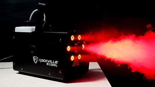 Rockville R1200L LED Fog Machine with RFJG Gallon Fog Fluid, 7-Channel DMX | 7-Channel DMX, 3-in-1 LEDs, Strobe Effect, Wired Remote, Wireless Timer Remote, 1-Gallon Fog Fluid, DJ/Stage Use, 2-Items